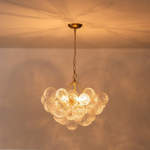 LightFixturesUSA - Brass Luxe Cluster Rippled Glass Globe Bubble Chandelier - Chandelier - 8 - Lt - 