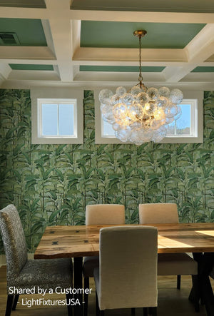 LightFixturesUSA - Brass Luxe Cluster Rippled Glass Globe Bubble Chandelier - Chandelier - 8 - Lt - 