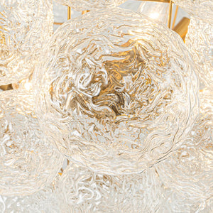 LightFixturesUSA - Brass Luxe Cluster Rippled Glass Globe Bubble Chandelier - Chandelier - 8 - Lt - 