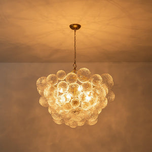 LightFixturesUSA - Brass Luxe Cluster Rippled Glass Globe Bubble Chandelier - Chandelier - 8 - Lt - 