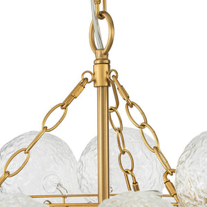 LightFixturesUSA - Brass Luxe Cluster Rippled Glass Globe Bubble Chandelier - Chandelier - 8 - Lt - 