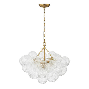 LightFixturesUSA - Brass Luxe Cluster Rippled Glass Globe Bubble Chandelier - Chandelier - 8 - Lt - 