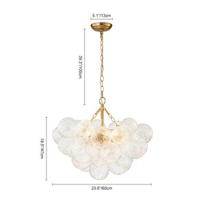 LightFixturesUSA - Brass Luxe Cluster Rippled Glass Globe Bubble Chandelier - Chandelier - 8 - Lt - 