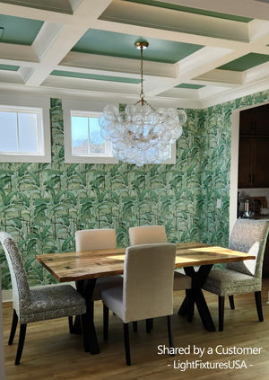 LightFixturesUSA - Brass Luxe Cluster Rippled Glass Globe Bubble Chandelier - Chandelier - 8 - Lt - 