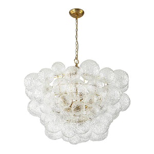 LightFixturesUSA - Brass Luxe Cluster Rippled Glass Globe Bubble Chandelier - Chandelier - 8 - Lt - 