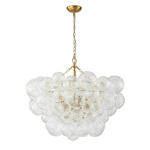 LightFixturesUSA - Brass Luxe Cluster Rippled Glass Globe Bubble Chandelier - Chandelier - 8 - Lt - 