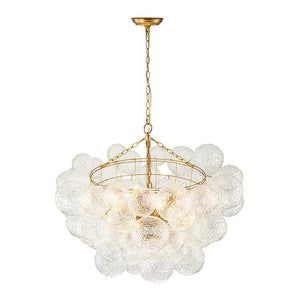 LightFixturesUSA - Brass Luxe Cluster Rippled Glass Globe Bubble Chandelier - Chandelier - 8 - Lt - 