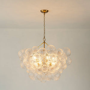 LightFixturesUSA - Brass Luxe Cluster Rippled Glass Globe Bubble Chandelier - Chandelier - 8 - Lt - 