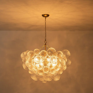 LightFixturesUSA - Brass Luxe Cluster Rippled Glass Globe Bubble Chandelier - Chandelier - 8 - Lt - 