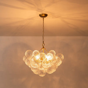 LightFixturesUSA - Brass Luxe Cluster Rippled Glass Globe Bubble Chandelier - Chandelier - 8 - Lt - 