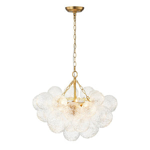 LightFixturesUSA - Brass Luxe Cluster Rippled Glass Globe Bubble Chandelier - Chandelier - 8 - Lt - 
