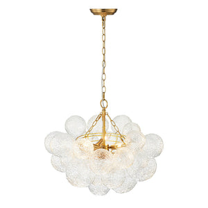 LightFixturesUSA - Brass Luxe Cluster Rippled Glass Globe Bubble Chandelier - Chandelier - 8 - Lt - 