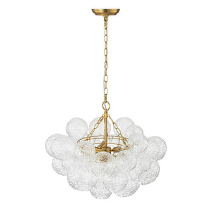LightFixturesUSA - Brass Luxe Cluster Rippled Glass Globe Bubble Chandelier - Chandelier - 8 - Lt - 