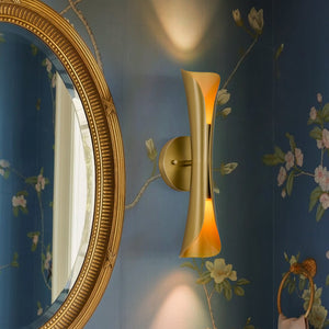 LightFixturesUSA-Brass Metal Curved Up and Down Dimmable LED Wall Sconce-Wall Sconce-1 Pack-