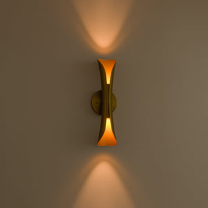 LightFixturesUSA-Brass Metal Curved Up and Down Dimmable LED Wall Sconce-Wall Sconce-2 Packs-