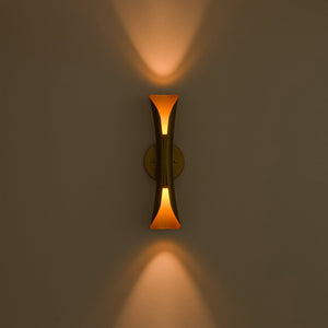 LightFixturesUSA-Brass Metal Curved Up and Down Dimmable LED Wall Sconce-Wall Sconce-2 Packs-