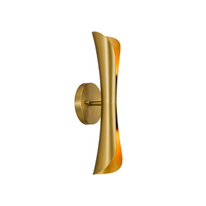 LightFixturesUSA-Brass Metal Curved Up and Down Dimmable LED Wall Sconce-Wall Sconce-2 Packs-