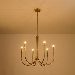LightFixturesUSA - Brass Mid - Century Minimalist Tiered Candle Style Chandelier - Chandelier - 2 Tiers - 