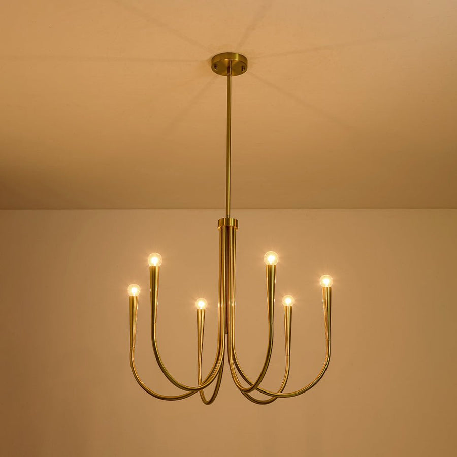 LightFixturesUSA - Brass Mid - Century Minimalist Tiered Candle Style Chandelier - Chandelier - 2 Tiers - 