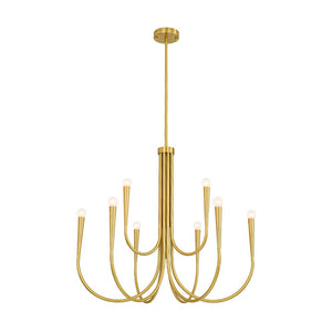 LightFixturesUSA - Brass Mid - Century Minimalist Tiered Candle Style Chandelier - Chandelier - 2 Tiers - 