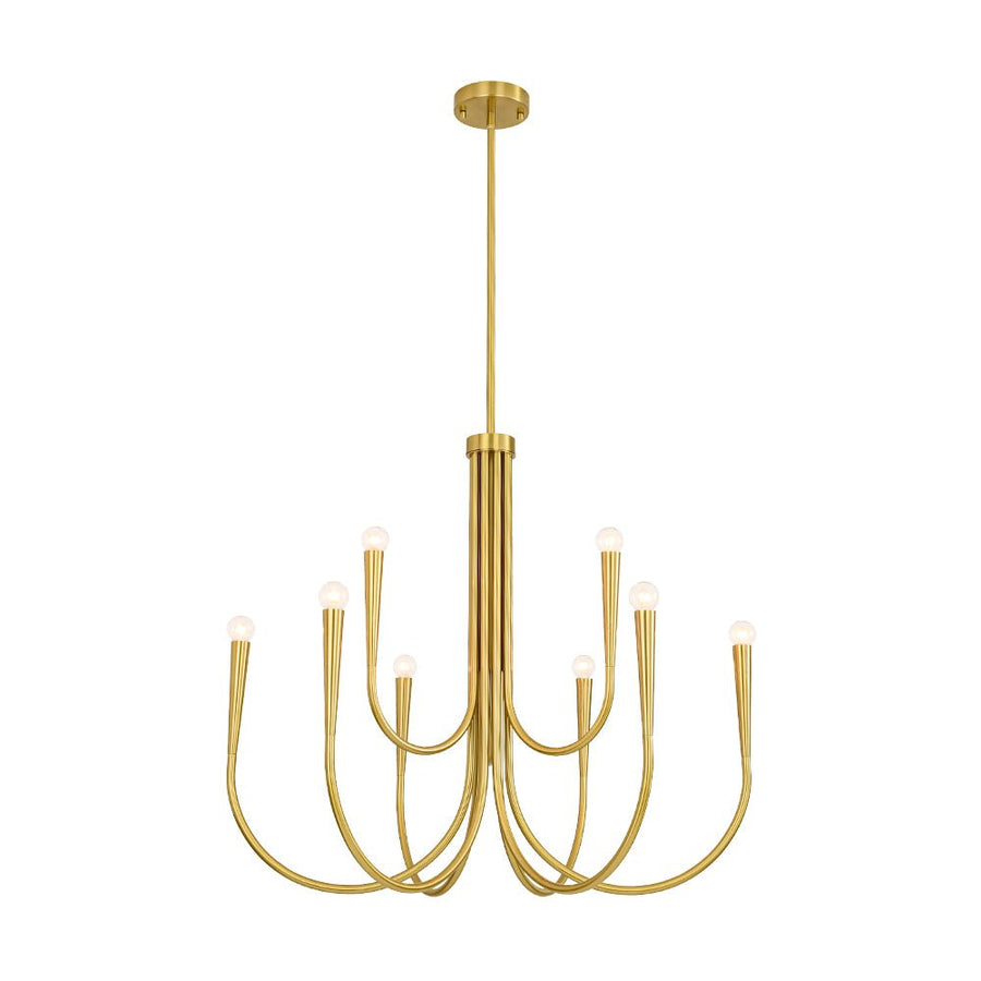 LightFixturesUSA - Brass Mid - Century Minimalist Tiered Candle Style Chandelier - Chandelier - 2 Tiers - 