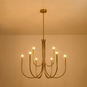 LightFixturesUSA - Brass Mid - Century Minimalist Tiered Candle Style Chandelier - Chandelier - 2 Tiers - 