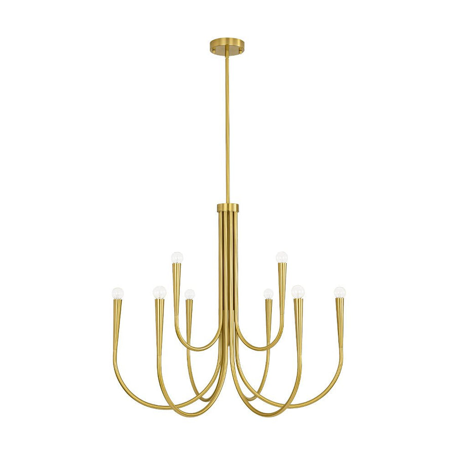 LightFixturesUSA - Brass Mid - Century Minimalist Tiered Candle Style Chandelier - Chandelier - 2 Tiers - 