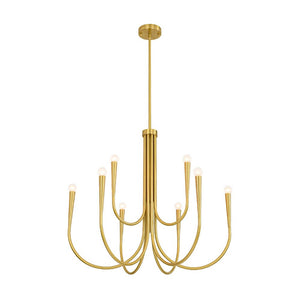 LightFixturesUSA - Brass Mid - Century Minimalist Tiered Candle Style Chandelier - Chandelier - 2 Tiers - 