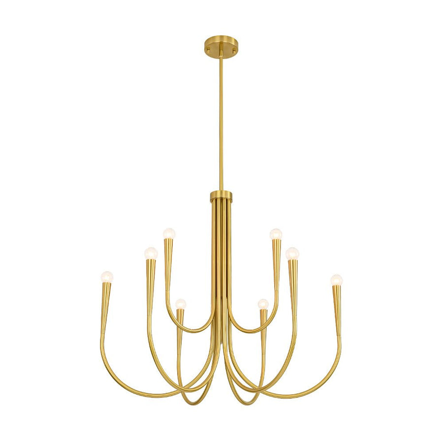 LightFixturesUSA - Brass Mid - Century Minimalist Tiered Candle Style Chandelier - Chandelier - 2 Tiers - 