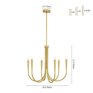 LightFixturesUSA - Brass Mid - Century Minimalist Tiered Candle Style Chandelier - Chandelier - 2 Tiers - 