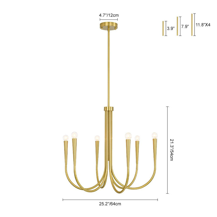 LightFixturesUSA - Brass Mid - Century Minimalist Tiered Candle Style Chandelier - Chandelier - 2 Tiers - 