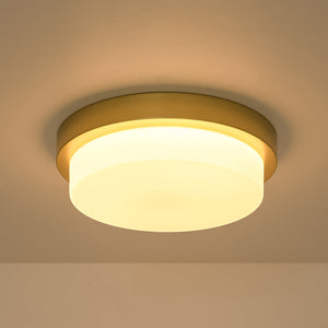 LightFixturesUSA-Brass Minimalist Round Opal Glass Dimmable LED Ceiling Light-Ceiling Light-11.8 in-