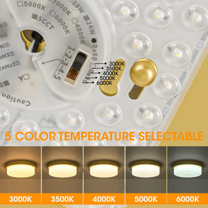 LightFixturesUSA-Brass Minimalist Round Opal Glass Dimmable LED Ceiling Light-Ceiling Light-11.8 in-