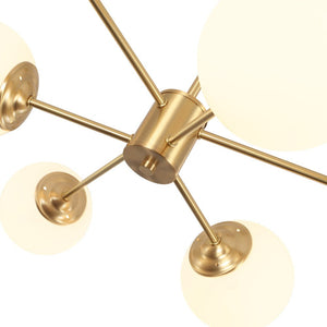 LightFixturesUSA - Brass Opal Glass Globe Tier Sputnik Chandelier - Chandelier - 6 - Lt (Pre - Order) - 