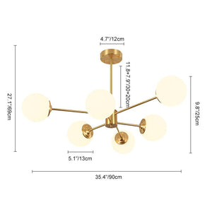 LightFixturesUSA - Brass Opal Glass Globe Tier Sputnik Chandelier - Chandelier - 6 - Lt (Pre - Order) - 