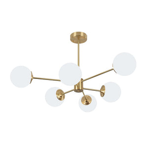 LightFixturesUSA - Brass Opal Glass Globe Tier Sputnik Chandelier - Chandelier - 6 - Lt (Pre - Order) - 