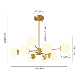 LightFixturesUSA - Brass Opal Glass Globe Tier Sputnik Chandelier - Chandelier - 6 - Lt (Pre - Order) - 