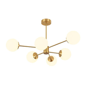 LightFixturesUSA - Brass Opal Glass Globe Tier Sputnik Chandelier - Chandelier - 6 - Lt (Pre - Order) - 