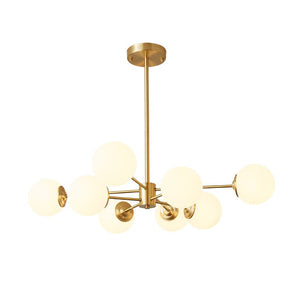 LightFixturesUSA - Brass Opal Glass Globe Tier Sputnik Chandelier - Chandelier - 8 - Lt - 