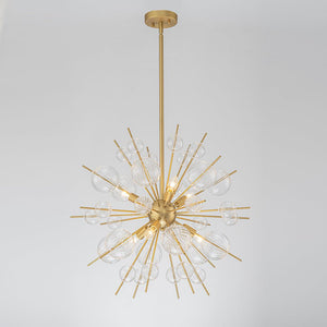 LightFixturesUSA - Brass Ribbed Glass Globe Bubble Sputnik Sunburst Chandelier - Chandelier - Brass - 