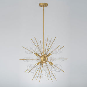LightFixturesUSA - Brass Ribbed Glass Globe Bubble Sputnik Sunburst Chandelier - Chandelier - Brass - 