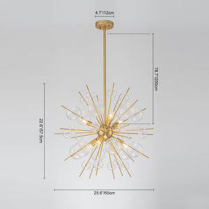 LightFixturesUSA - Brass Ribbed Glass Globe Bubble Sputnik Sunburst Chandelier - Chandelier - Brass - 