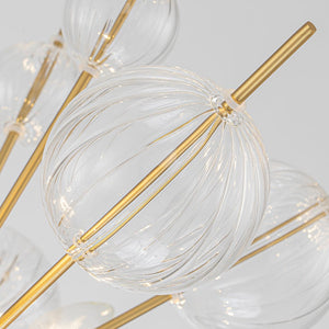 LightFixturesUSA - Brass Ribbed Glass Globe Bubble Sputnik Sunburst Chandelier - Chandelier - Brass - 
