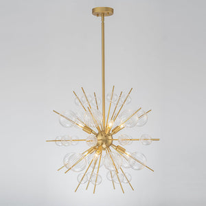 LightFixturesUSA - Brass Ribbed Glass Globe Bubble Sputnik Sunburst Chandelier - Chandelier - Brass - 