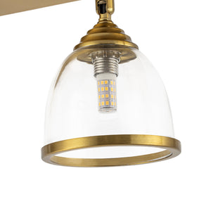 LightFixturesUSA-Brass Spotlight Adjustable Glass Bell Linear Semi Flush Track Light-Ceiling Light-4-Lt-