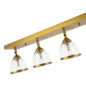 LightFixturesUSA-Brass Spotlight Adjustable Glass Bell Linear Semi Flush Track Light-Ceiling Light-4-Lt-