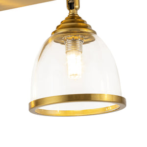 LightFixturesUSA-Brass Spotlight Adjustable Glass Bell Linear Semi Flush Track Light-Ceiling Light-4-Lt-