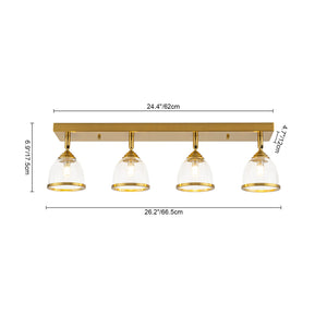 LightFixturesUSA-Brass Spotlight Adjustable Glass Bell Linear Semi Flush Track Light-Ceiling Light-4-Lt-
