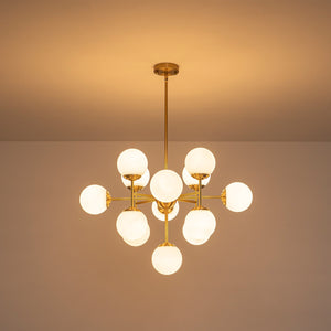 LightFixturesUSA-Brass Sputnik Opal Glass Globe Tiered Bubble Chandelier-Ceiling Light-Brass-