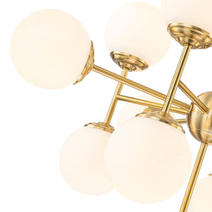 LightFixturesUSA-Brass Sputnik Opal Glass Globe Tiered Bubble Chandelier-Ceiling Light-Brass-
